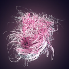 Poster - Curl noise flow abstract colored lines. 3d rendering