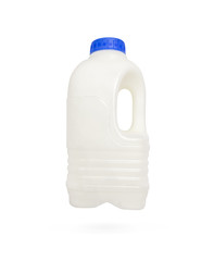 Plastic bottle with blue lid for dairy foods