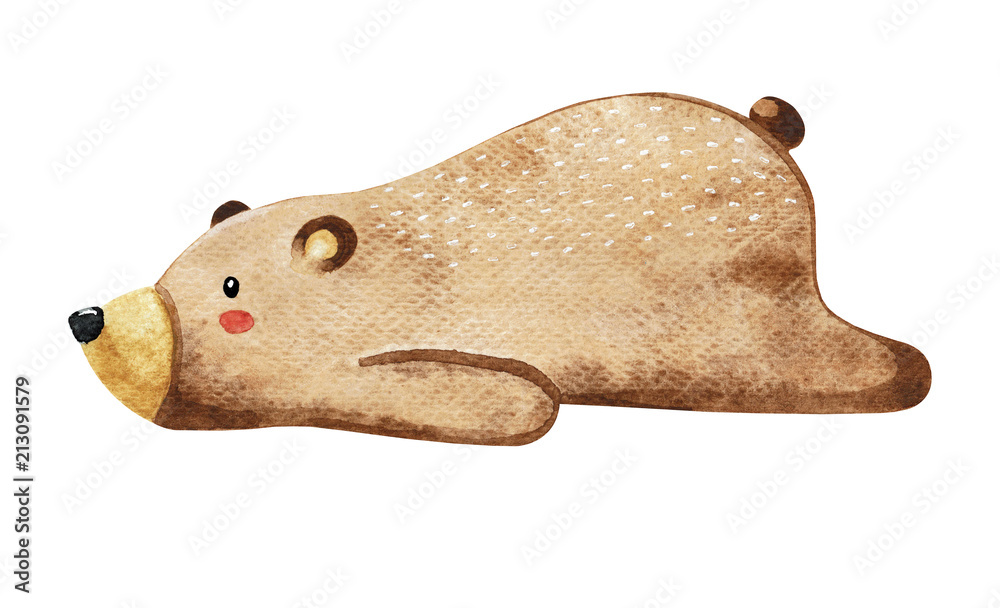 piekny-leniwy-niedzwiedz-niedzwiadkowy-lisiatko-odizolowywajacy-na-bialym-tle-akwarela