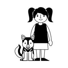 Sticker - little girl with dog mascot avatar character