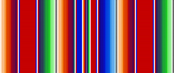 Wall Mural - Blanket stripes seamless vector pattern. Background for Cinco de Mayo party decor or ethnic mexican fabric pattern with colorful stripes. Serape gesign