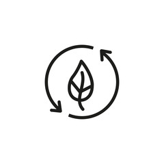 Sticker - Leaf with recycle symbol line icon. Circle, plant, nature. Ecological recycling concept. Can be used for topics like, environment, ecology, sustainability