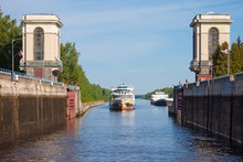 Passenger Ship In Gateway Moscow Canal (Moscow-Volga Canal)