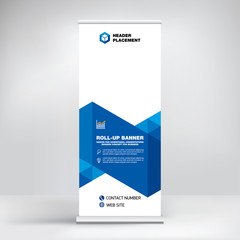 modern design of roll-up advertising stand, banner template for the exhibition, creative geometric b