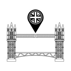 Poster - london bridge and united kingdom flag in pointer map