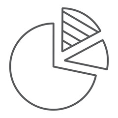 Aufkleber - Pie Chart thin line icon, data and analytics, statistics sign, vector graphics, a linear pattern on a white background, eps 10.