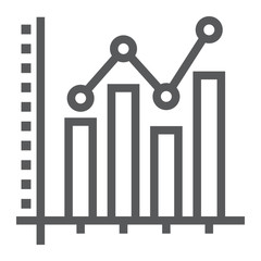 Aufkleber - Bar Graph line icon, growth and chart, histogram sign, vector graphics, a linear pattern on a white background, eps 10.