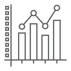 Aufkleber - Bar Graph thin line icon, growth and chart, histogram sign, vector graphics, a linear pattern on a white background, eps 10.