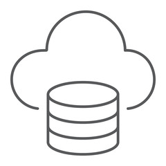 Aufkleber - cloud computing thin line icon, data and analytics, network sign, vector graphics, a linear pattern 