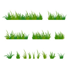 Set of green tufts grass