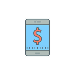 Poster - mobile banking dusk style line icon. Element of banking icon for mobile concept and web apps. Dusk style mobile banking icon can be used for web and mobile