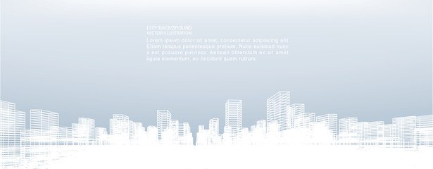 Poster - abstract wireframe city background. perspective 3d render of building wireframe. vector.
