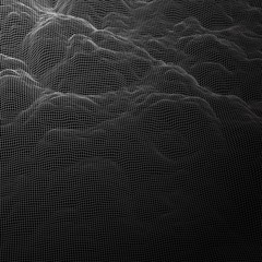 Poster - Digital landscape with mountains or clouds made of line grid
