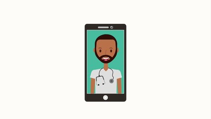 smartphone with doctor online service medical animation
