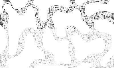 Wall Mural - Abstract pattern of dotted and line Pointillism art style on vector modern trendy white background with seamless liquid or fluid graphic shapes