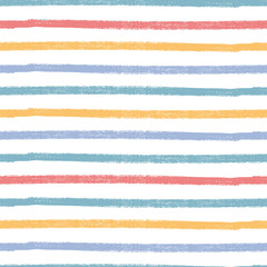 Colorful horizontal vector brush lines. Modern seamless stripes pattern. Pencil texture.