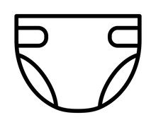 Disposable Baby Or Adult Diaper / Nappy Line Art Vector Icon For Apps And Websites