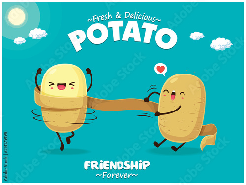 Fotografía Vintage Summer poster with potato character.