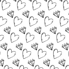 Sticker - grunge brillant diamond and heart symbol background