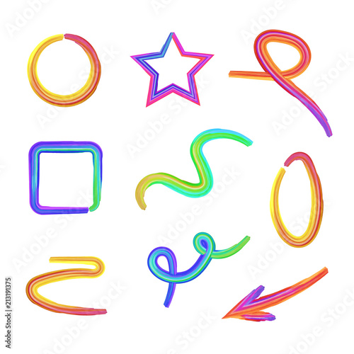 Vector Set Plasticine Multicolored Different Shapes Abstract