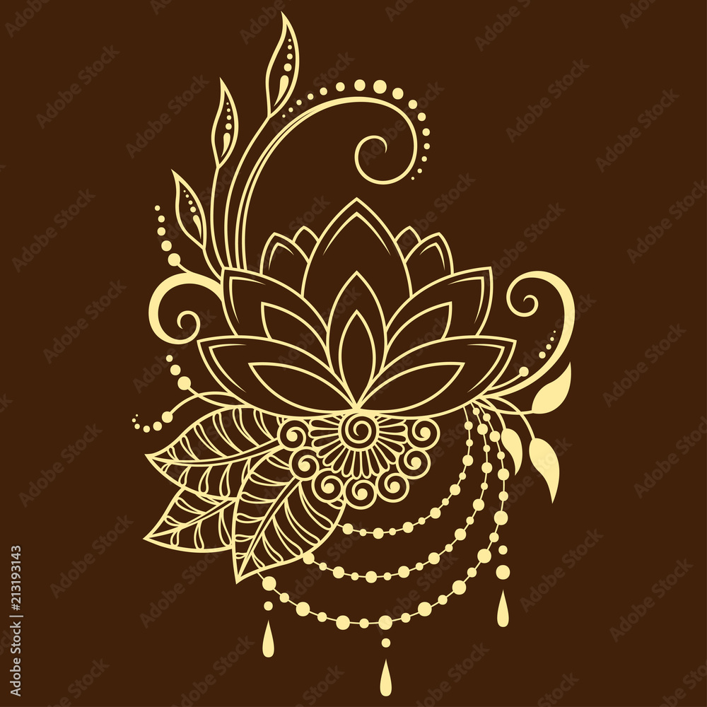 Mehndi Lotus flower pattern for Henna drawing and tattoo. Decoration in  ethnic oriental, Indian style. Stock Vector | Adobe Stock, image size:1000x1000