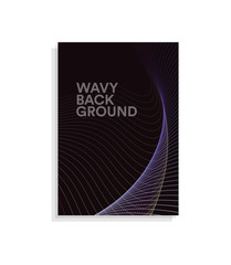 Aufkleber - Abstract brochure cover design template with wavy lines design on dark background, color wave vector illustration.