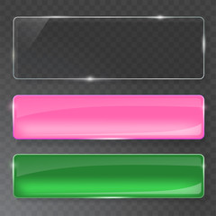Wall Mural - glass plates set. vector glass banners on transparent background.