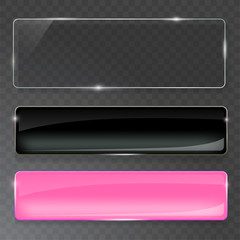 Wall Mural - glass plates set. vector glass banners on transparent background.