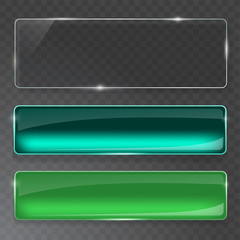 Wall Mural - glass plates set. vector glass banners on transparent background.