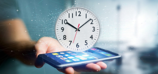 Poster - Man holding a clock timer 3d rendering