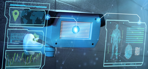 Poster - Recognition and detection software on a security camera system - 3d rendering