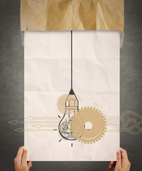Poster - 3d metal human brain in a light bulb as creative concept