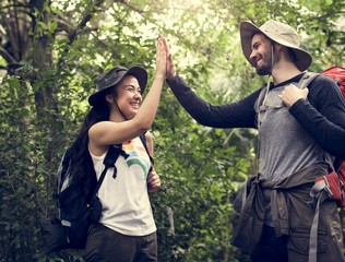 Wall Mural - Trekking in a forest