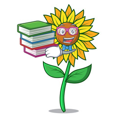 Canvas Print - Student with book sunflower mascot cartoon style