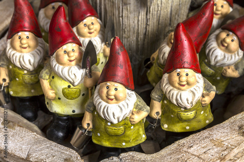 Decorative Happy Garden Gnomes For Sale At A Souvenir Shop Buy