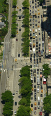 Sticker - View from skyscrapers on the streets of New York City. Top view on the street with cars on the road