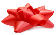 Red lush bow side view isolated with path