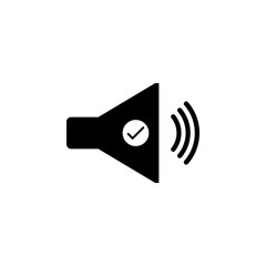 Poster - Sound icon vector, Speaker sign sign and check mark Isolated. listening to music, Volume on off concept. Audio waves.