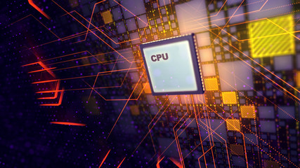 Poster - tablet cpu conveys purple power rays