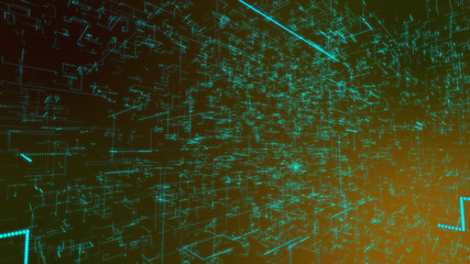 Poster - Neon network of crisscross matrix pipes