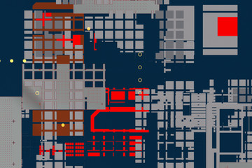 Poster - Flat background with simple geometric shapes. Technology theme..