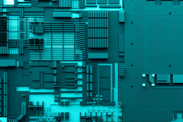 Poster - 3d render abstract background. Technology surface with a lot of details. Simple geometry shapes extruded to random height.
