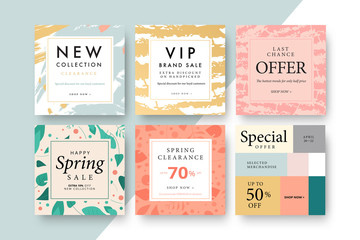 Wall Mural - modern promotion square web banner for social media mobile apps. elegant sale and discount promo bac