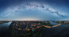 Night Town Aerial Panorama