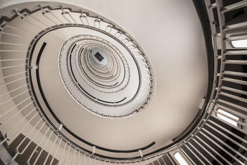 Upside view of a spiral staircase