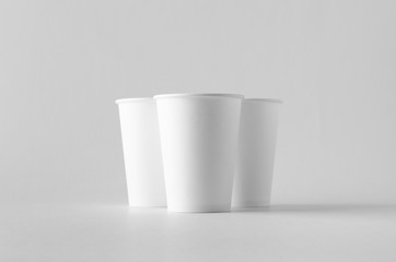 Poster - 12 oz. white coffee paper cup mock-up without lid.