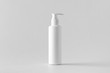 © Shablon - White cosmetic shampoo dispenser bottle mock-up.