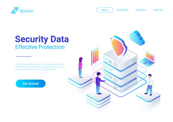 Wall Mural - Security Data Protection Isometric Flat vector illustration