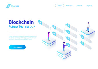 Poster - Blockchain Technology Isometric flat vector Block chain