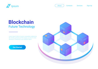 Poster - Blockchain Technology Isometric vector. Block chain structure
